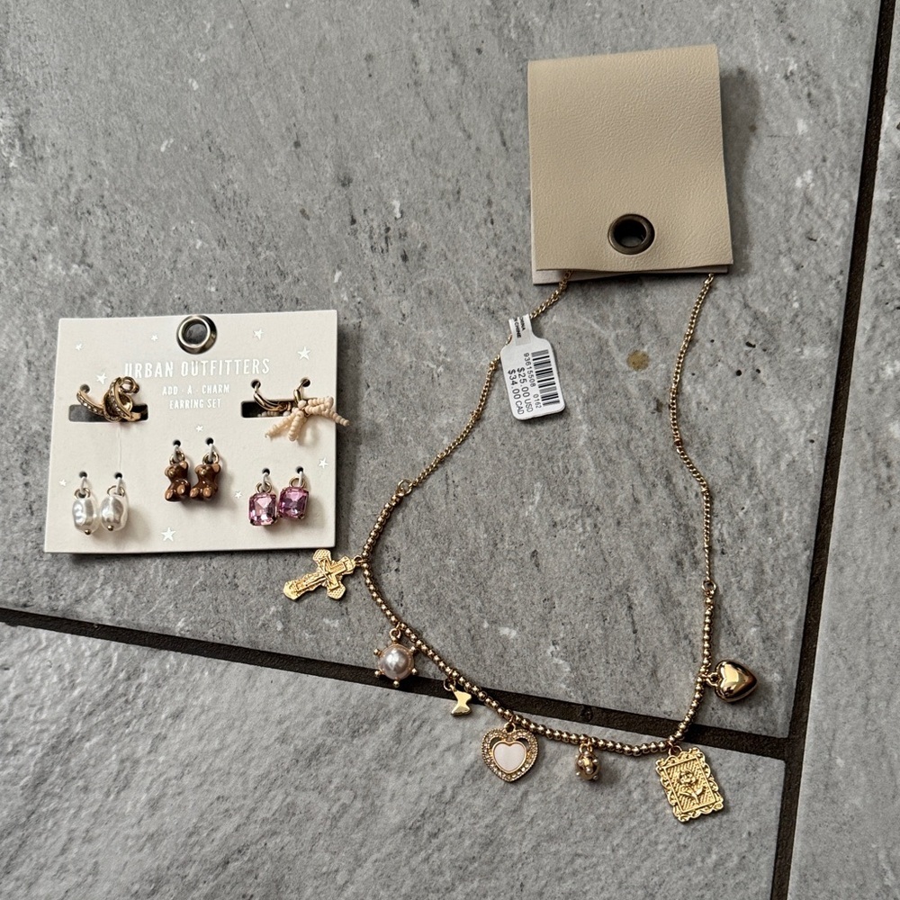 Urban Outfitters 2 for 1 Set (add a charm earring set and a necklace)